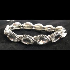 Rhinestone Bracelets, Set of 3, Silver tone